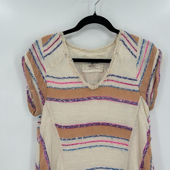 ANTHROPOLOGIE Holding Horses Elira Brown White Striped Fringe Boho Dress Size XS - Picture 4 of 7